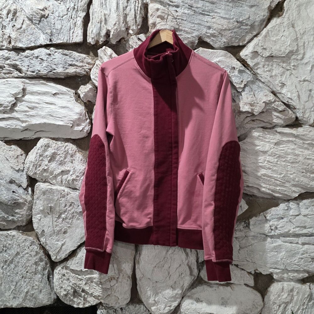 Lululemon Jacket Women’s 10 Full Zip Quilted Elbow Patch Corduroy Pink Burgundy